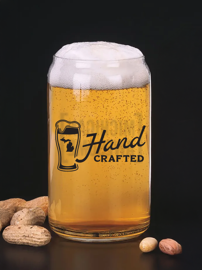 "Hand Crafted" Can Glass