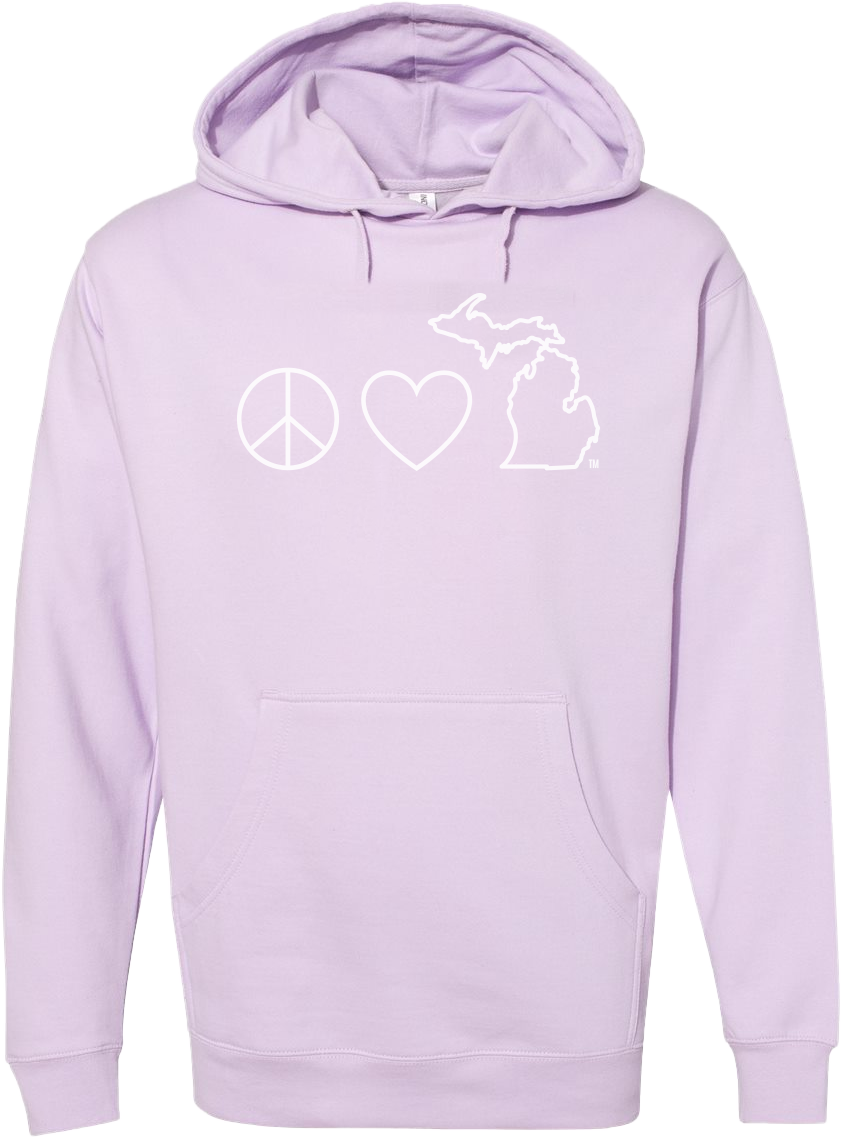 Peace Love Michigan Hoodie (CLOSEOUT) – Michigan Awesome