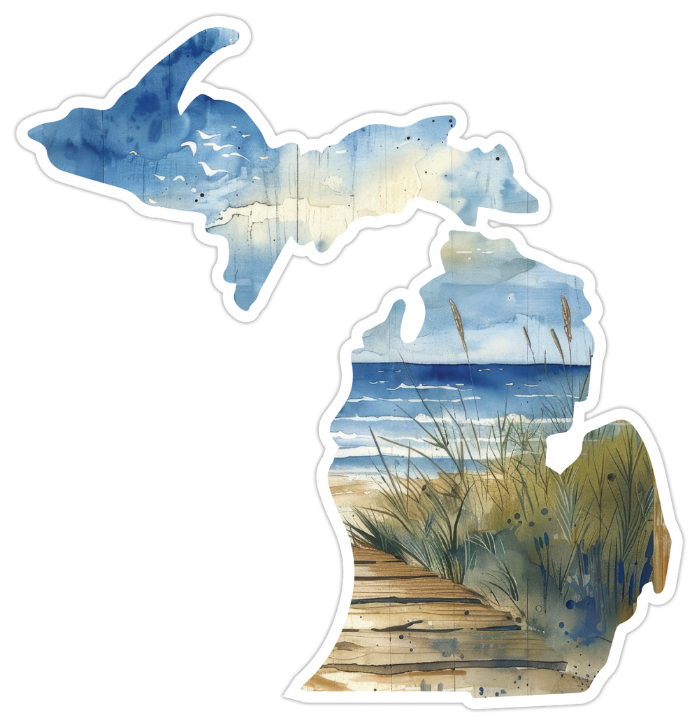 Beach Day Michigan Die-Cut Sticker