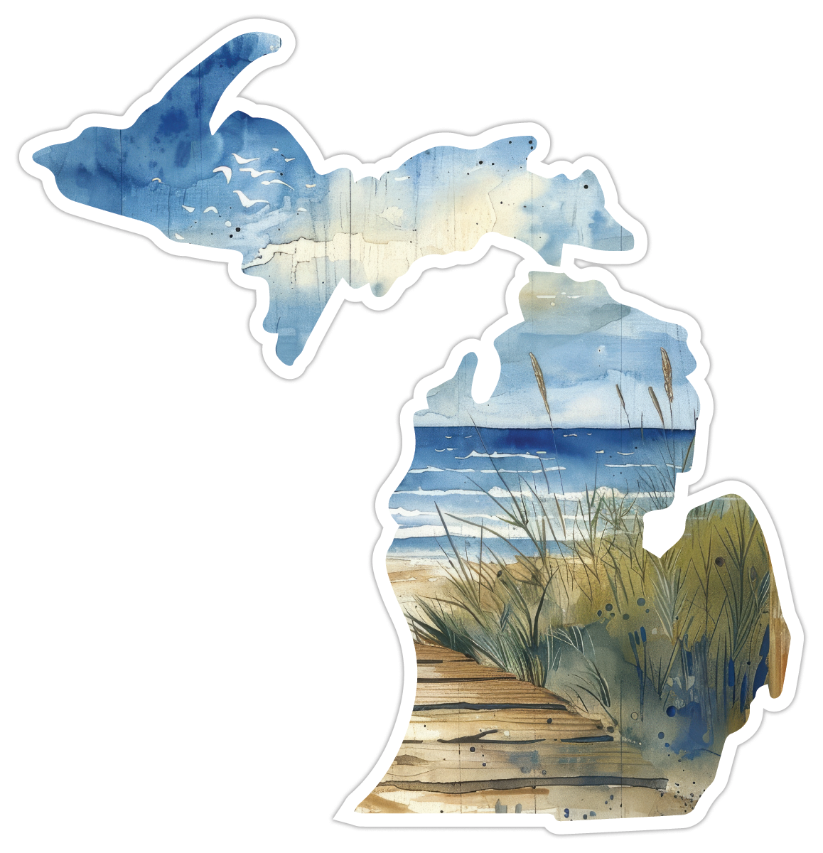 Beach Day Michigan Die-Cut Sticker