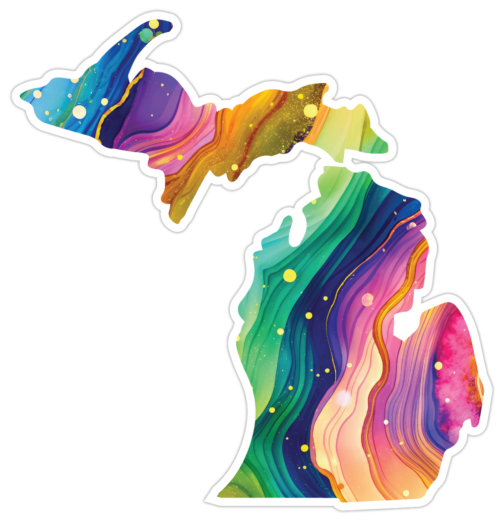 Rainbow Geode Michigan Die-Cut Sticker