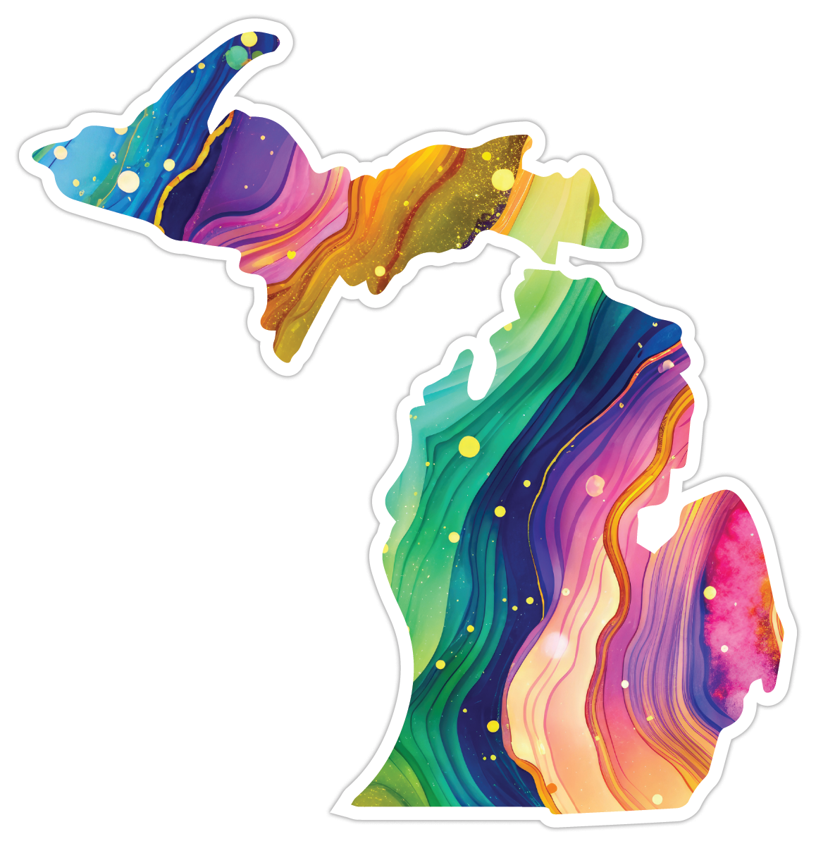 Rainbow Geode Michigan Die-Cut Sticker