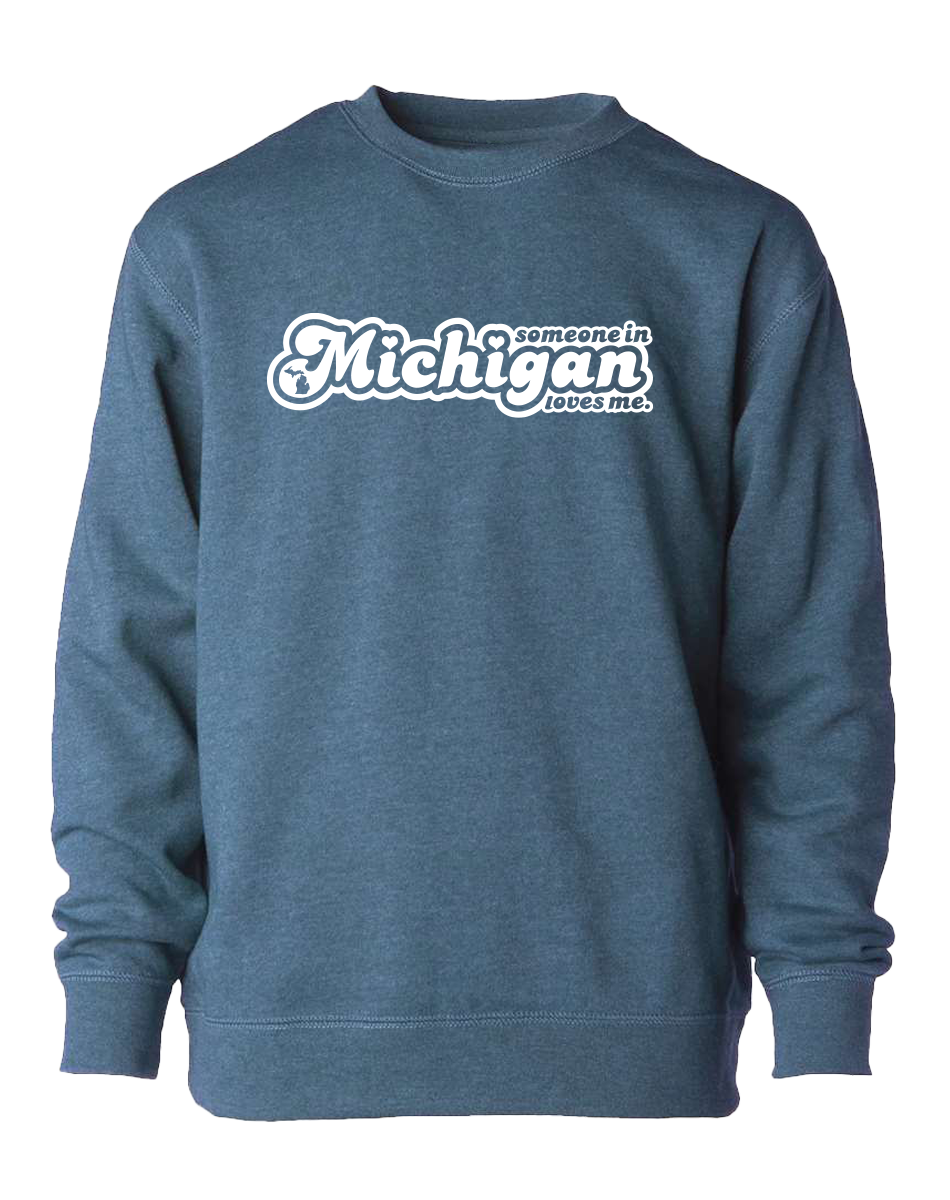 Someone in Michigan Loves Me Youth Crewneck Sweatshirt