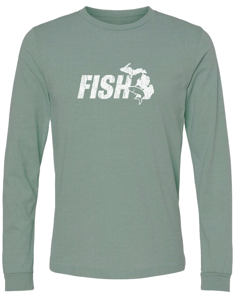Fish Mi Long Sleeve T-Shirt Heather Moss / X-Large
