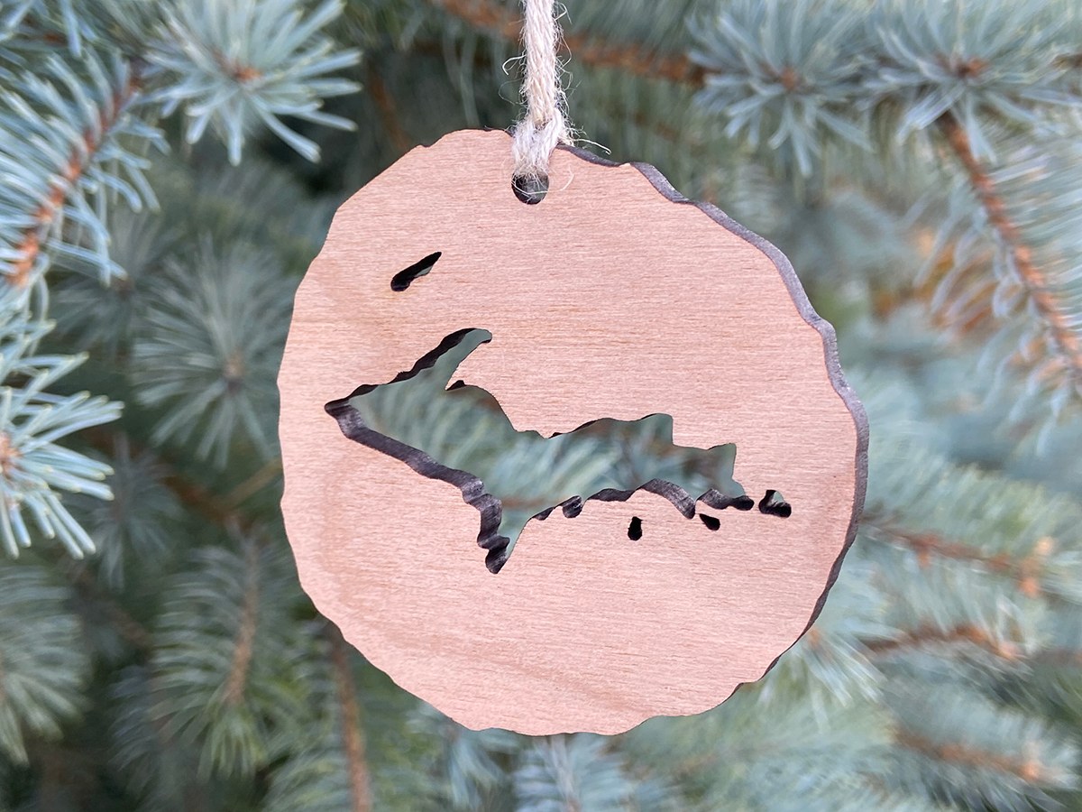 Wooden Christmas Ornament Wood Slice Wood Burned /round Ornament