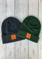 Leather Patch Cuff Beanie